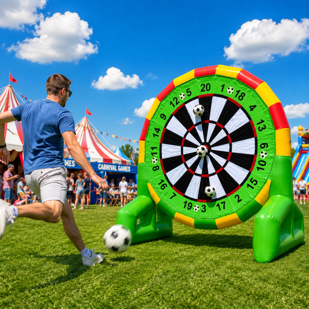 NB-SG092 3M Giant Inflatable Soccer Dart Board Game Target for Adults & Kids, Carnival Football Challenge, Event Party Sports Attraction