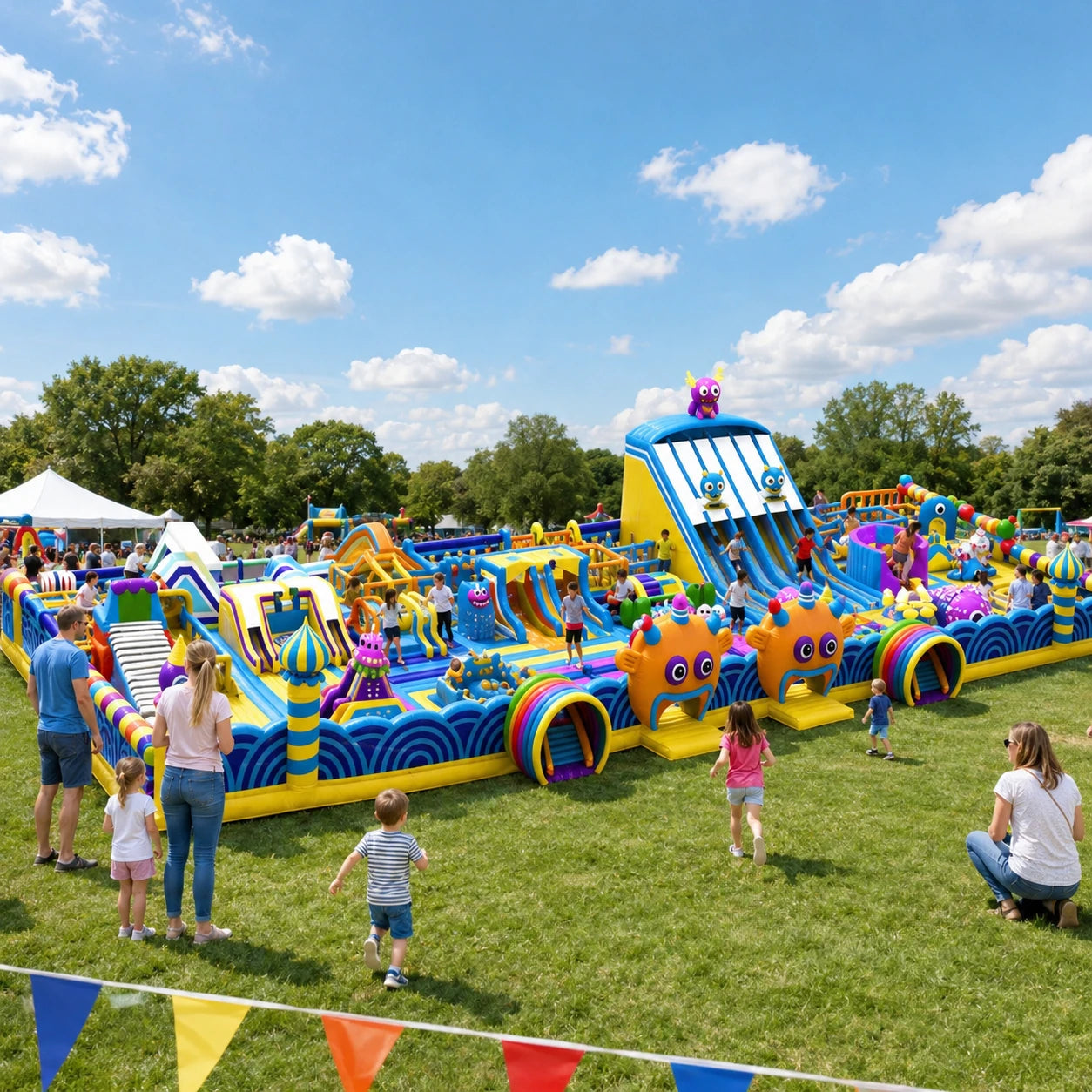 Commercial Giant Inflatable Amusement Park Obstacle Course