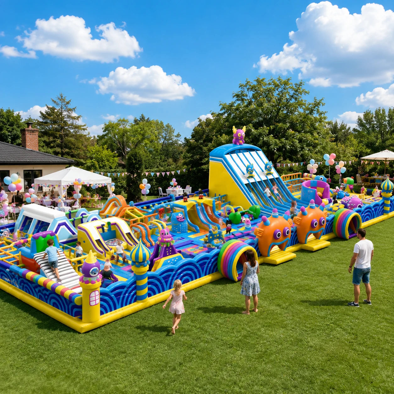 Commercial Giant Inflatable Amusement Park Obstacle Course