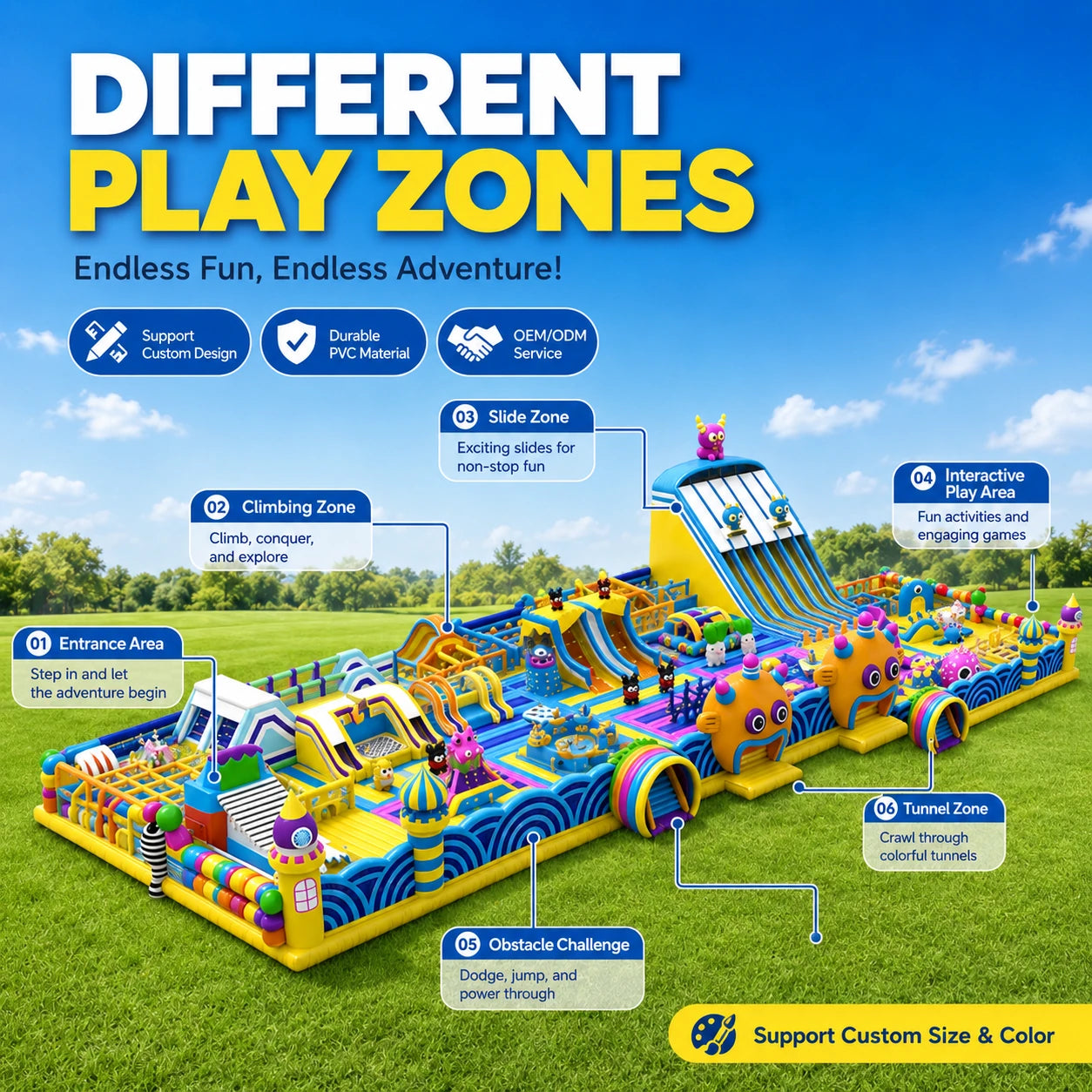 Commercial Giant Inflatable Amusement Park Obstacle Course