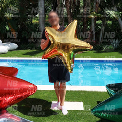 MB-025 Christmas Event Party Decoration Shiny Stars Inflatable Mirror Star Balloons Reflective Mirror Ball Inflatable Disco Balls