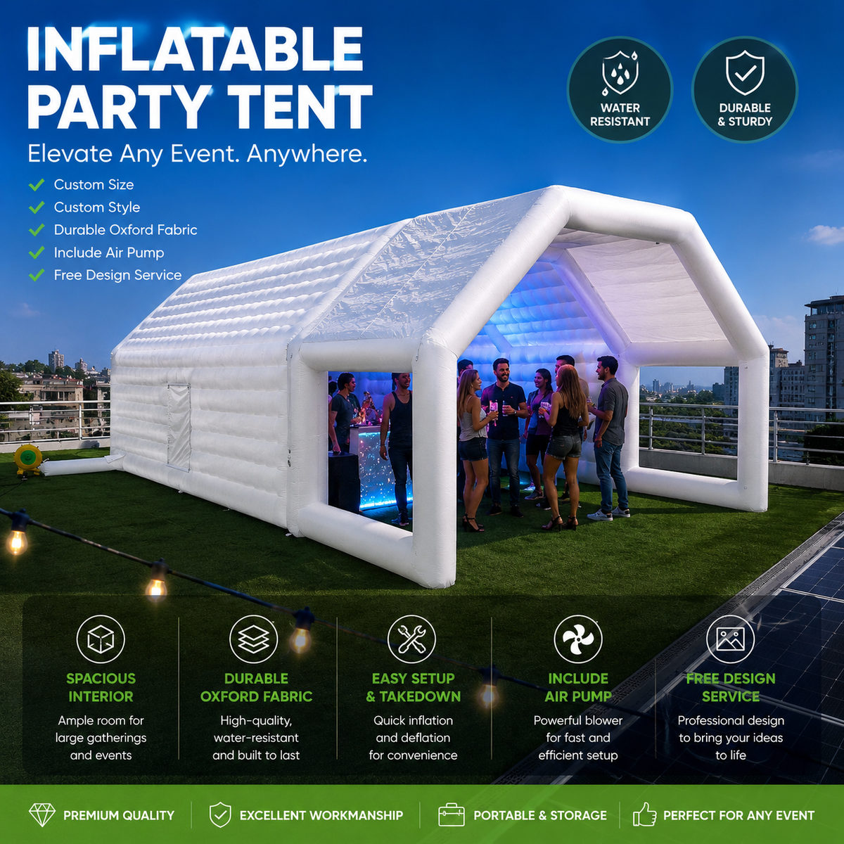 NB-TE062 Large White Inflatable Party Tent UV Waterproof  Inflatable Shelter for Outdoor Wedding Backyard Event Commercial Exhibition Pool Shade Quick Inflate Setup