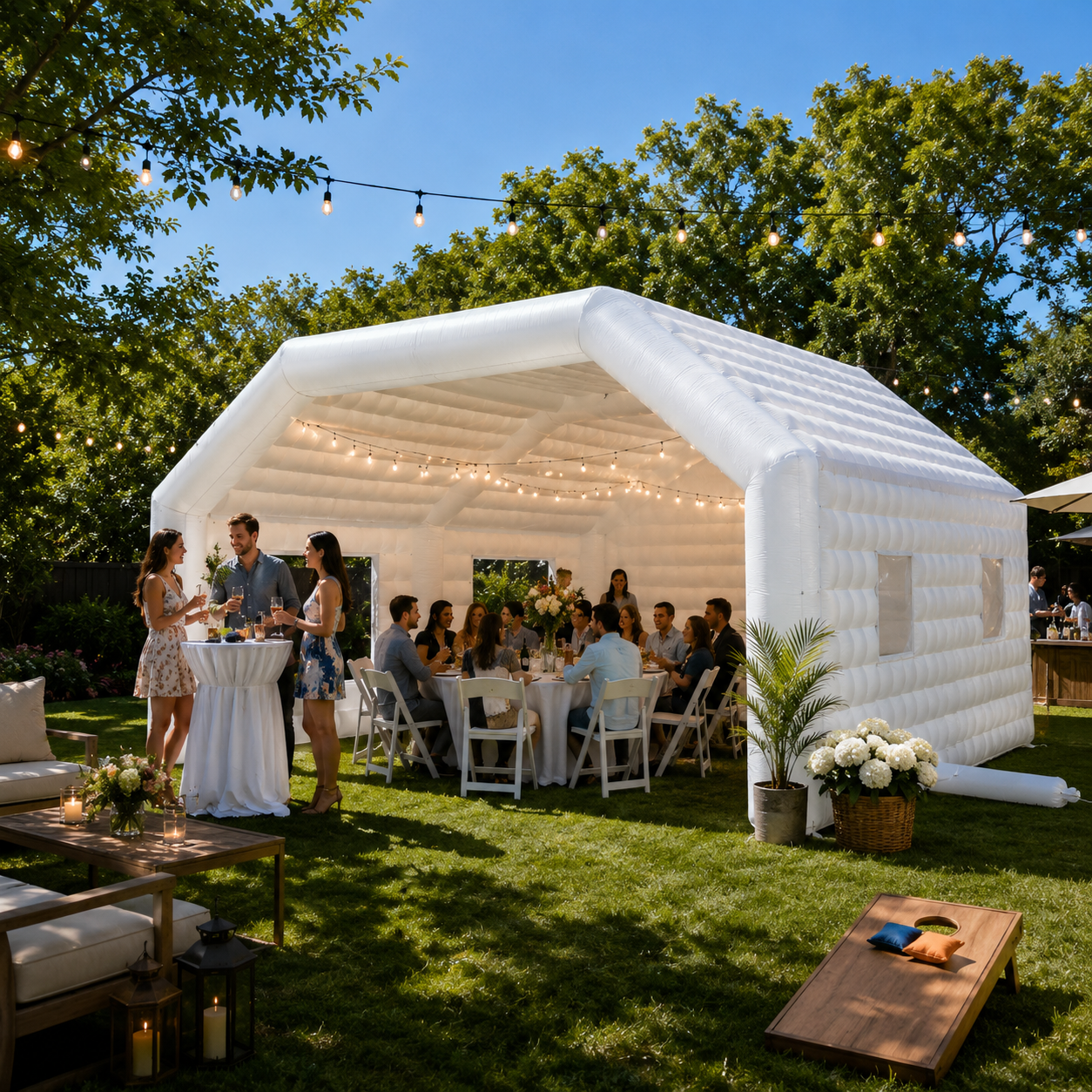 NB-TE062 Large White Inflatable Party Tent UV Waterproof  Inflatable Shelter for Outdoor Wedding Backyard Event Commercial Exhibition Pool Shade Quick Inflate Setup