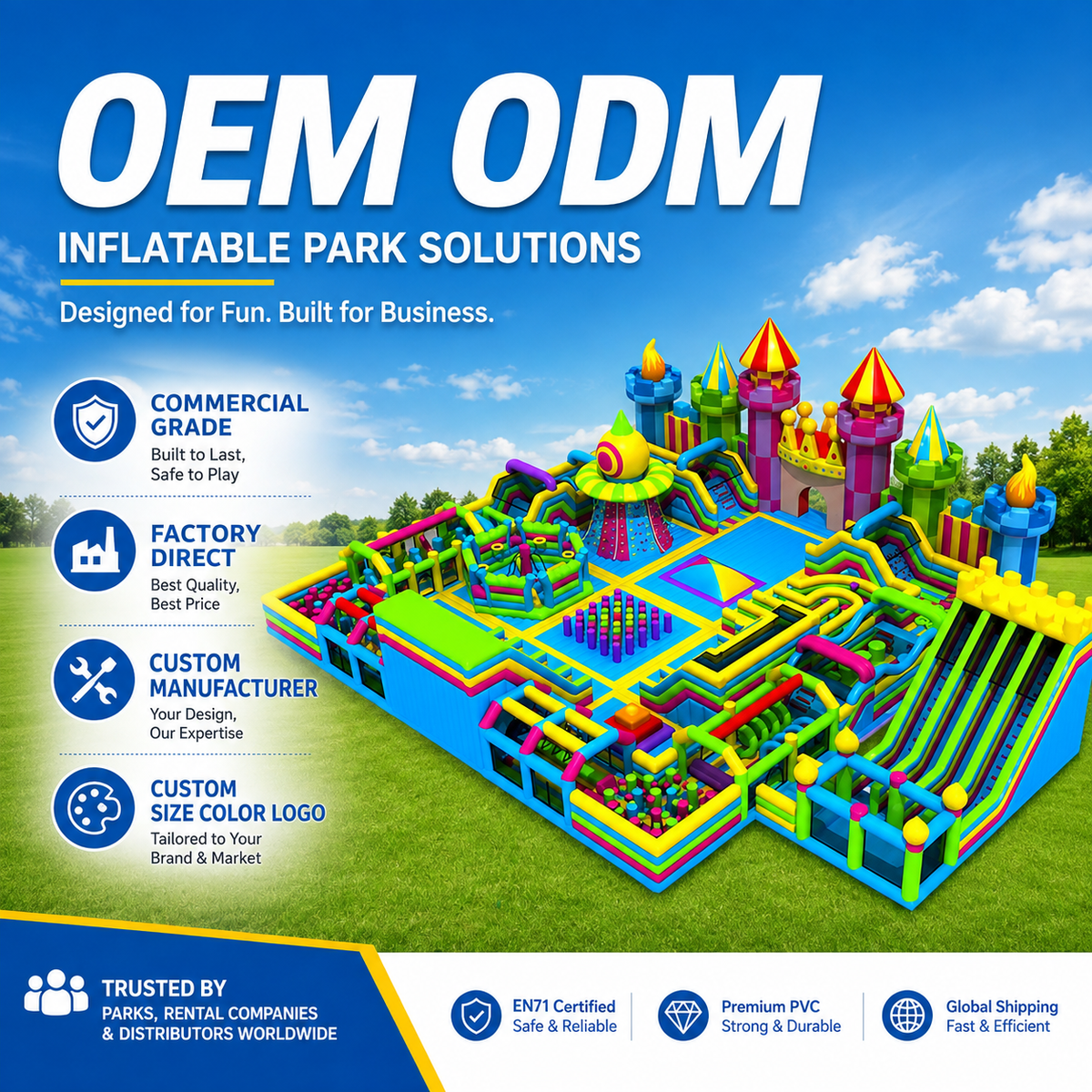 Commercial Giant Inflatable Amusement Park Obstacle Course Custom Indoor Outdoor Playground OEM ODM Free 3D Design