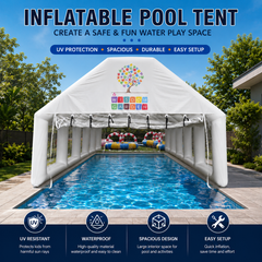 NB-TE061 Inflatable Pool Tent UV Resistant Waterproof Large Space Inflatable Canopy for Backyard Swimming Pool Quick Setup Outdoor Water Play Shelter for Kids Family