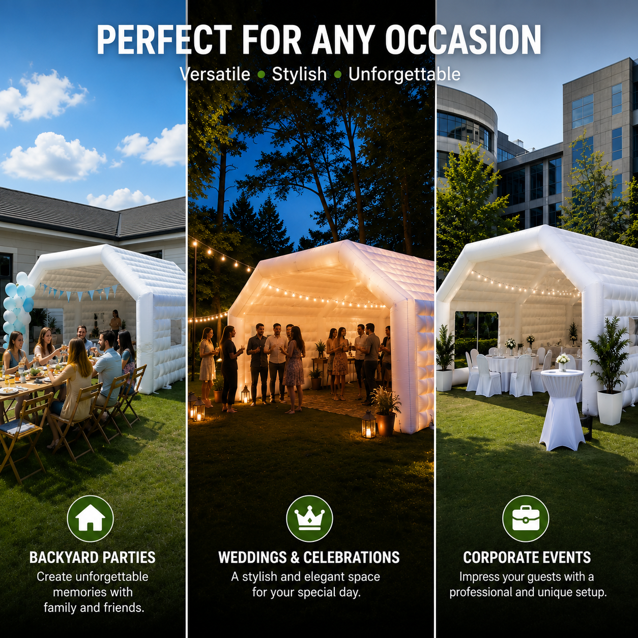 NB-TE062 Large White Inflatable Party Tent UV Waterproof  Inflatable Shelter for Outdoor Wedding Backyard Event Commercial Exhibition Pool Shade Quick Inflate Setup
